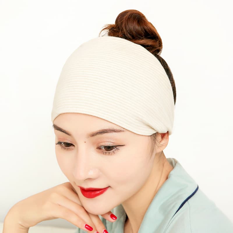 Sky color camel striped headscarf (four seasons)