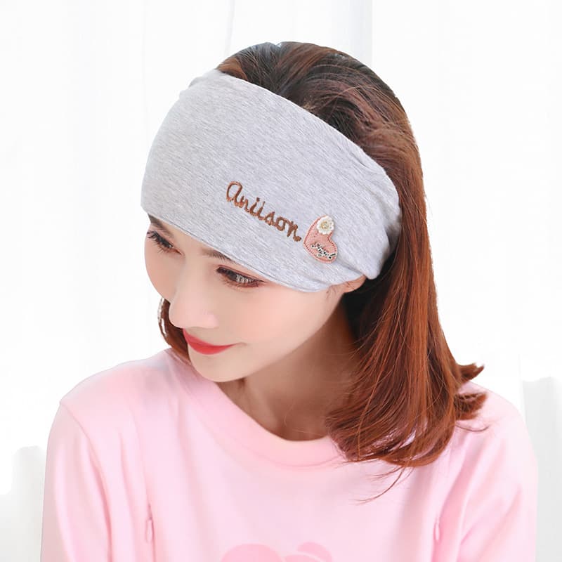 Thick Gray love headscarf in English