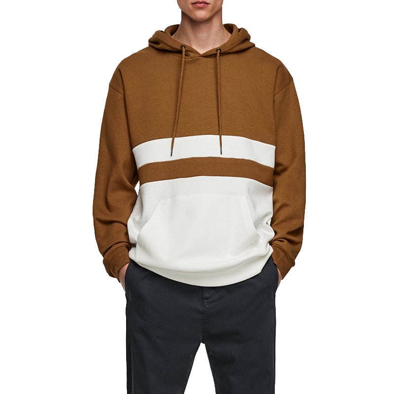 Kişi kontrast rəngli pulover hoodie 4