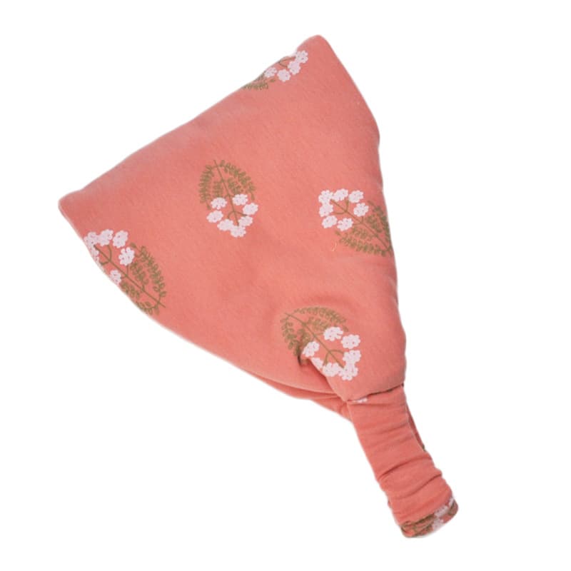 Purple myrtle flower rusty red turban (extra thick with cotton)