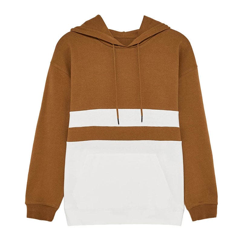 Kişi kontrast rəngli pulover hoodie 5