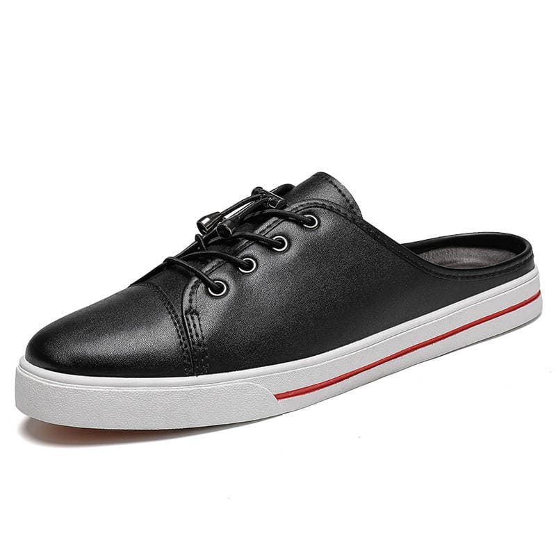 Men's round head leather simple men's casual lace-up cowhide stitching breathable flat-heeled loafers men's shoes agent to join 1