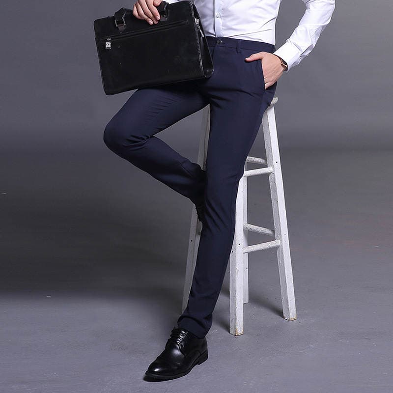 2024 Autumn/Winter Men's Casual Pants, Fleece-Lined and Thickened, Korean Style Slim Fit, Business Trousers for Young and Middle-Aged Men, Stretchy Long Pants 4