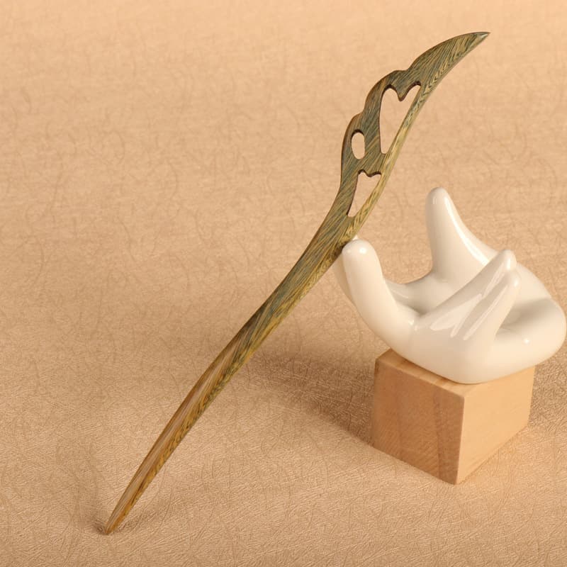 Green sandalwood hairpin---butterfly dance (18cm)