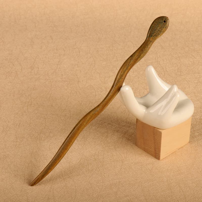 Green sandalwood hairpin---snake dance (18cm)