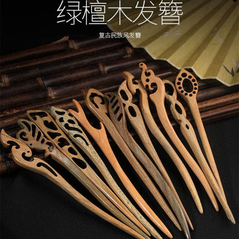 High-grade Green Sandalwood Hairpin Step-up Antique Hair Accessories Ebony Hairpin Hanfu Headwear Hair Hairpin New Chinese Style Hairpin 1