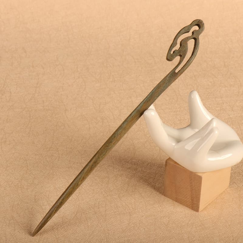 Green sandalwood hairpin---piaoyun (18cm)
