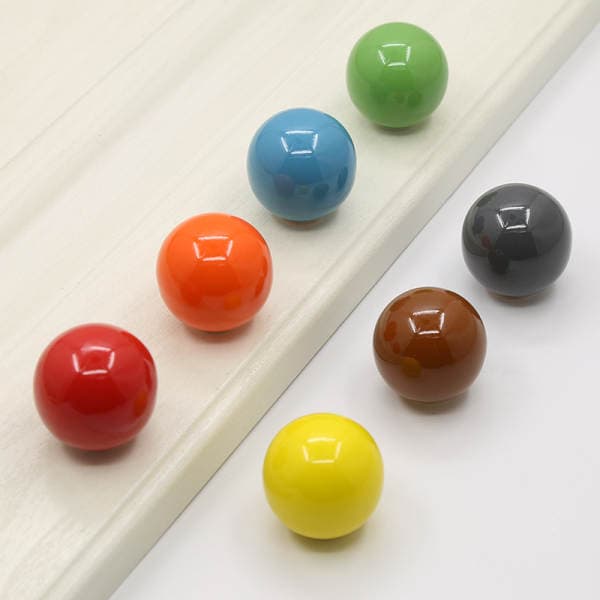 Color Ceramic Cabinet Door Handle Simple Cabinet Wardrobe Drawer Ball Round Single Hole Handle Bottle Cap Handle Handle