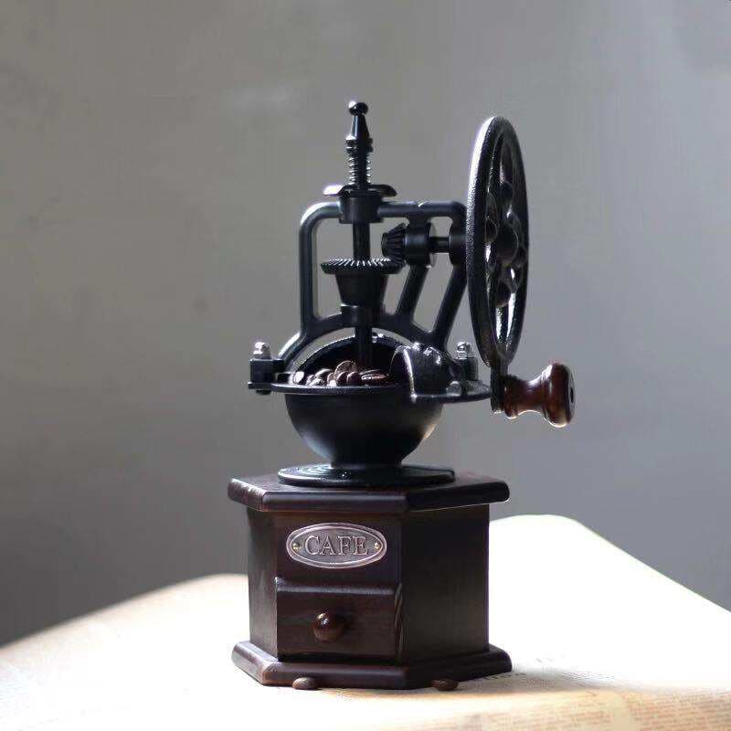 Cast Iron Ferris Wheel Hand-Cranked Coffee Grinder Wooden Manual Grinder Modern Grinding Machine Light Luxury Retro 3
