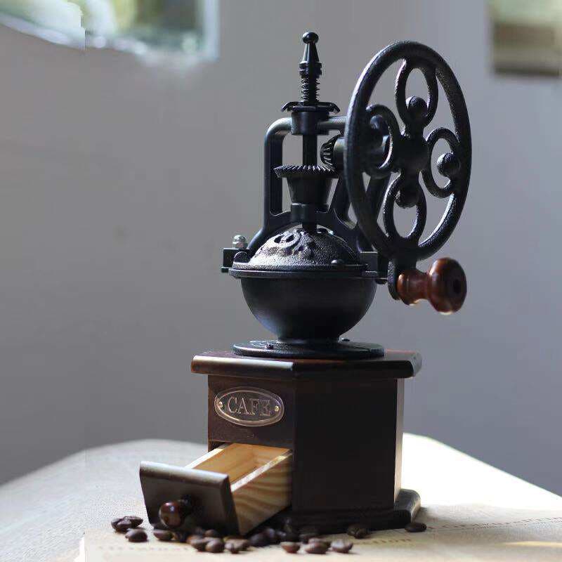 Cast Iron Ferris Wheel Hand-Cranked Coffee Grinder Wooden Manual Grinder Modern Grinding Machine Light Luxury Retro 1