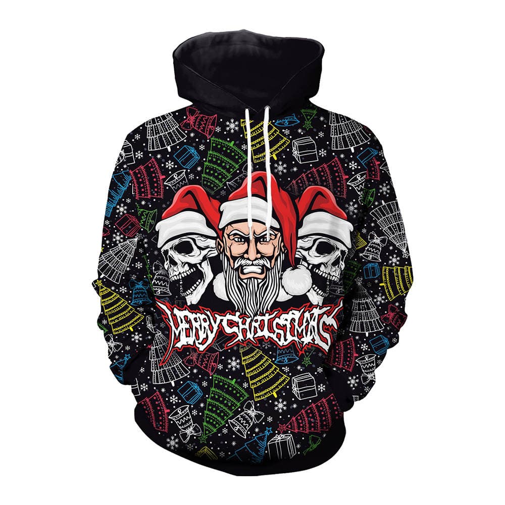 Payız-Qış Santa Klaus Sviteri, Halloween Milad Cüt Kapüşonlu Pullover 5