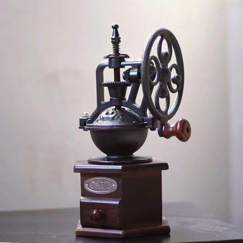 Cast Iron Ferris Wheel Hand-Cranked Coffee Grinder Wooden Manual Grinder Modern Grinding Machine Light Luxury Retro 2
