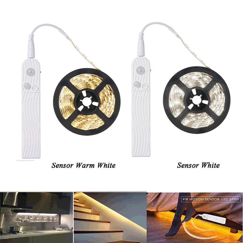 Ağıllı 5V LED 2835 zolaq, batareya qutusu və İR hərəkət sensoru ilə, çarpayı/şkaf üçün 2
