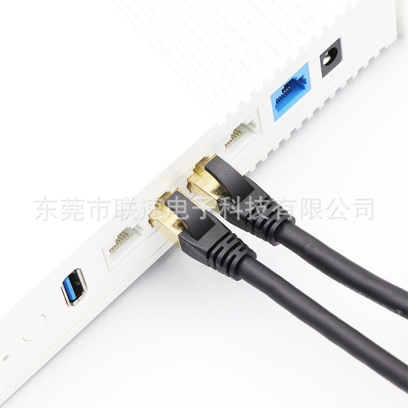 Oxygen-Free Copper Double-Shielded Category 1m Network Cable, Cat8 Round Finished Network Cable, Office Cabling, High-Flexibility Industrial Network Cable 5