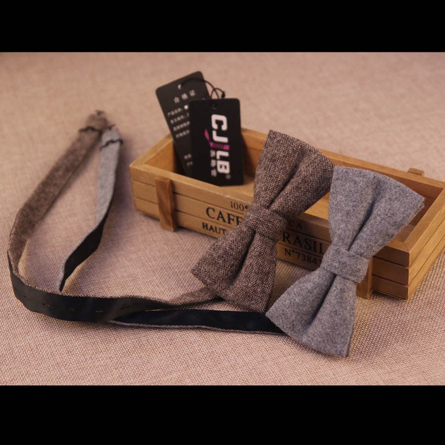 Men's Dress Business Korean Style Bow Tie British Wedding Monochrome Bow Tie Wool Bow Tie Men's Factory 2