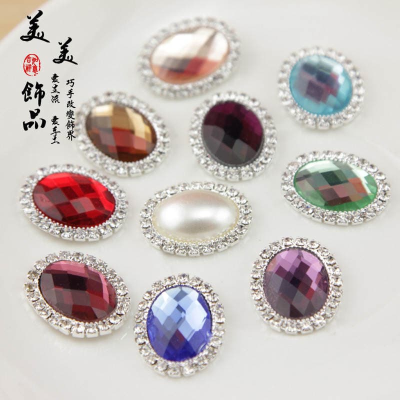 Special price DIY jewelry accessories wholesale handmade material bow round pearl glass drill plate alloy mobile phone stickers 1