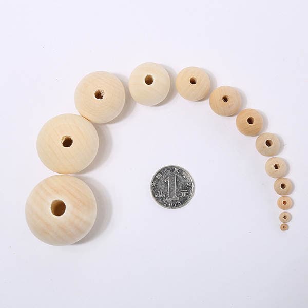 Manufacturer Wholesale Wooden Beads 4-50mm Lotus Wood Natural Color Wooden Beads Round Wooden Balls Wooden Loose Beads Jewelry Accessories Materials