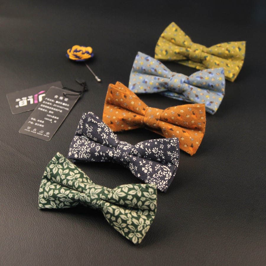 Korean version of bow tie men's casual fashion cotton printed suit bow knot men's and women's new flower manufacturers 1