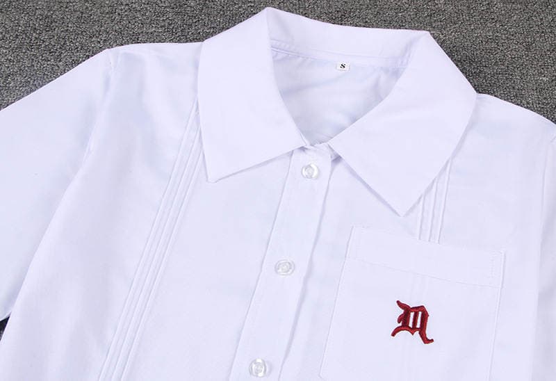 Spot Japanese student JK uniform corner collar embroidered cotton short embroidered short sleeve school uniform shirt 3