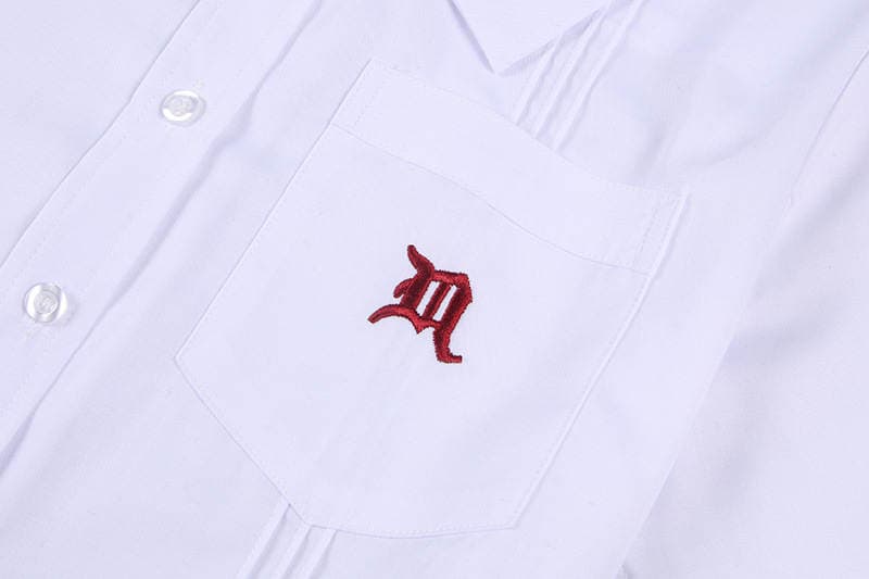 Spot Japanese student JK uniform corner collar embroidered cotton short embroidered short sleeve school uniform shirt 4
