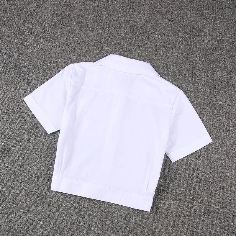 Spot Japanese student JK uniform corner collar embroidered cotton short embroidered short sleeve school uniform shirt 2
