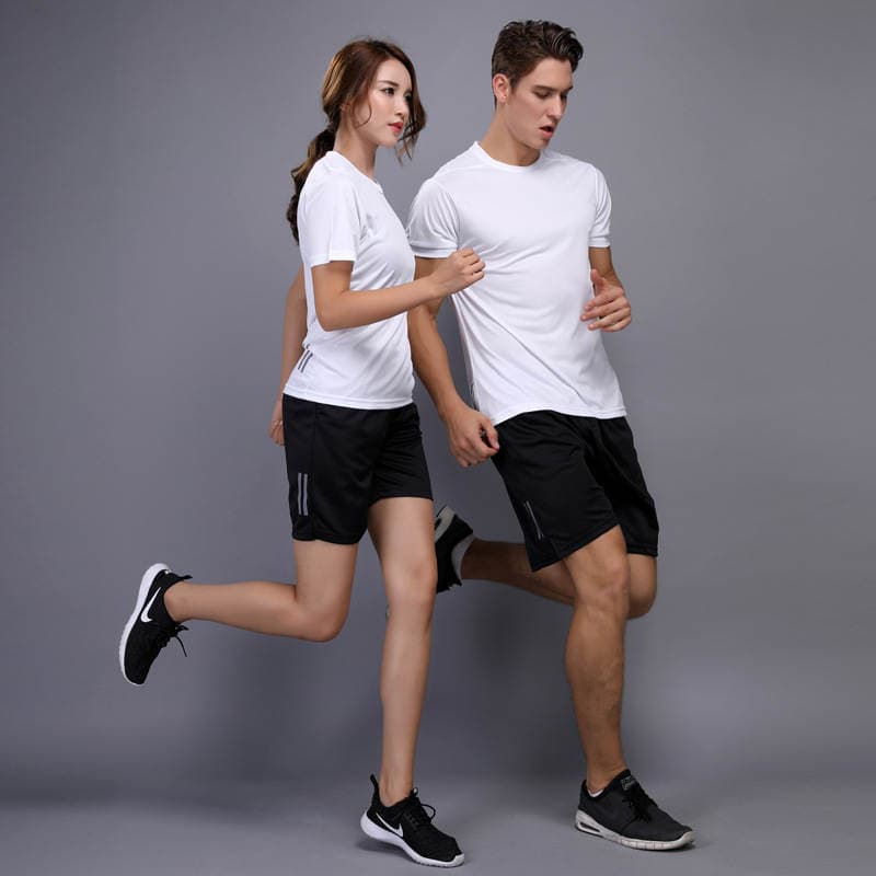 Group Marathon Outdoor Sports Fitness Clothes Quick-drying T-shirt Men's Suit Night Running Clothes Men's Short-sleeved Loose Training 2