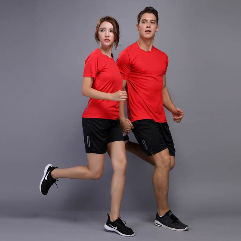 Group Marathon Outdoor Sports Fitness Clothes Quick-drying T-shirt Men's Suit Night Running Clothes Men's Short-sleeved Loose Training 3