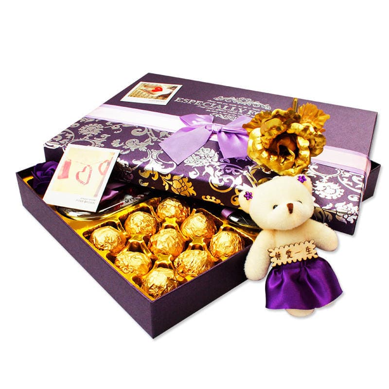 Mid-Autumn Valentine's Day Gift, Golden Sha Chocolate Gift Box, Candy and Snack Gift Pack, Creative Birthday Gift for Girls 5