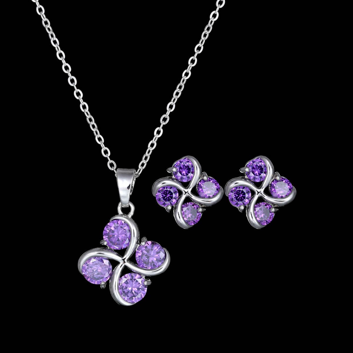 Qingxing windmill earring necklace colorful products AAA grade zircon inlay fashion cross-border supply factory direct sales 2