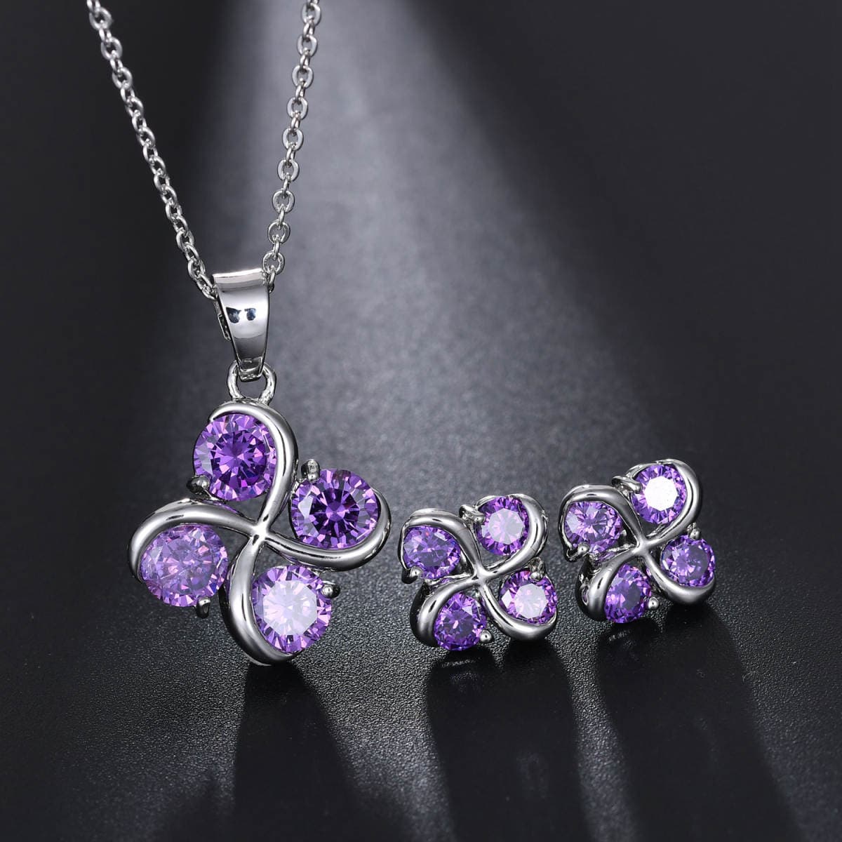 Qingxing windmill earring necklace colorful products AAA grade zircon inlay fashion cross-border supply factory direct sales 1