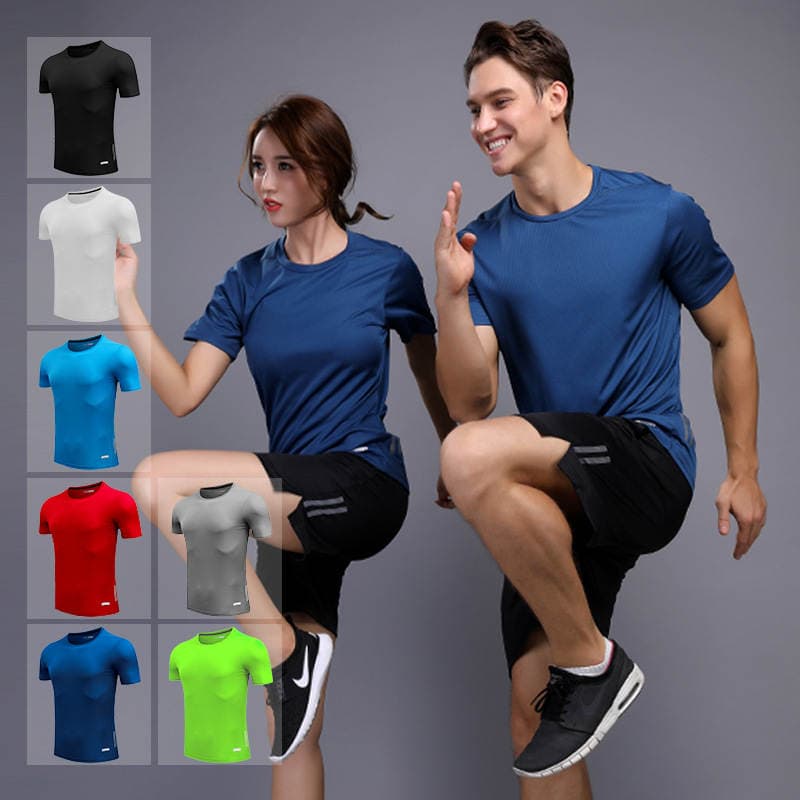 Group Marathon Outdoor Sports Fitness Clothes Quick-drying T-shirt Men's Suit Night Running Clothes Men's Short-sleeved Loose Training 1