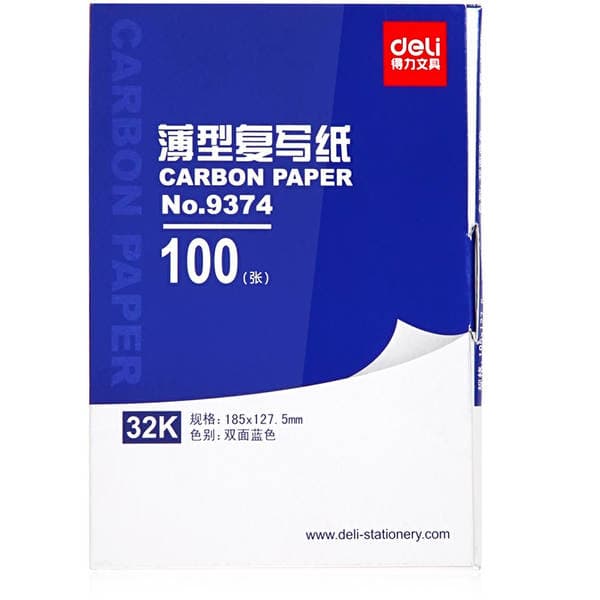 Deli 9374 32K nazik mavi surət kağızı, iki tərəfli çap, 185x127.5mm, 100 vərəq/qutu.