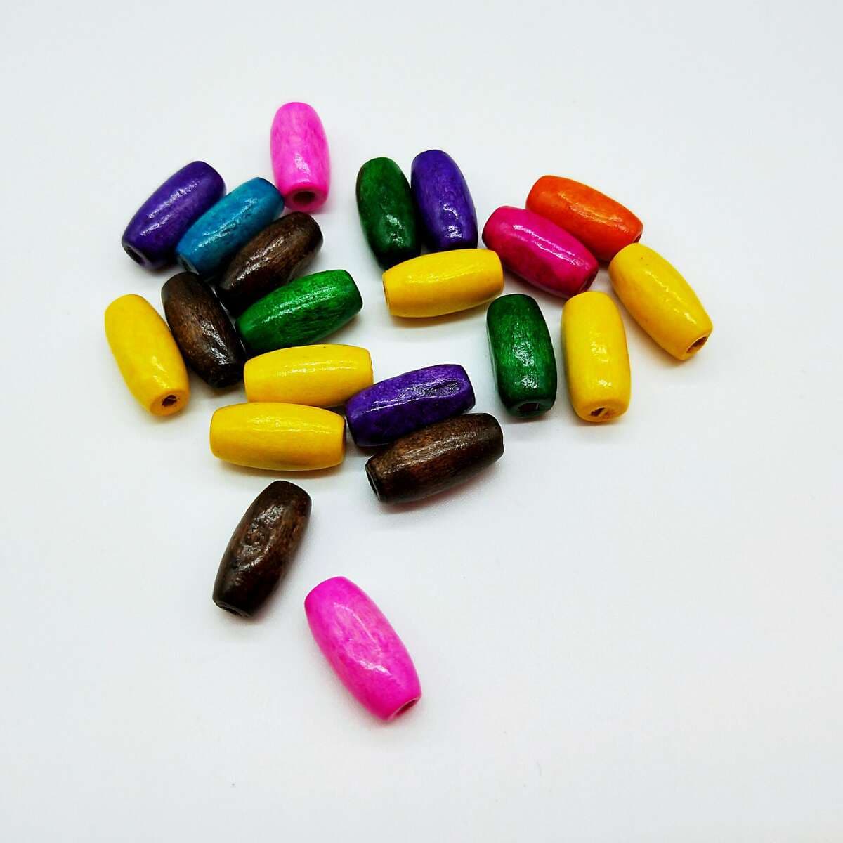 Cross-Border Children's Beading Materials, Colorful Oval Rice-Shaped Wooden Beads, Loose Beads for Door Curtains, Wholesale Mixed Colors 0.5kg /Pack 2