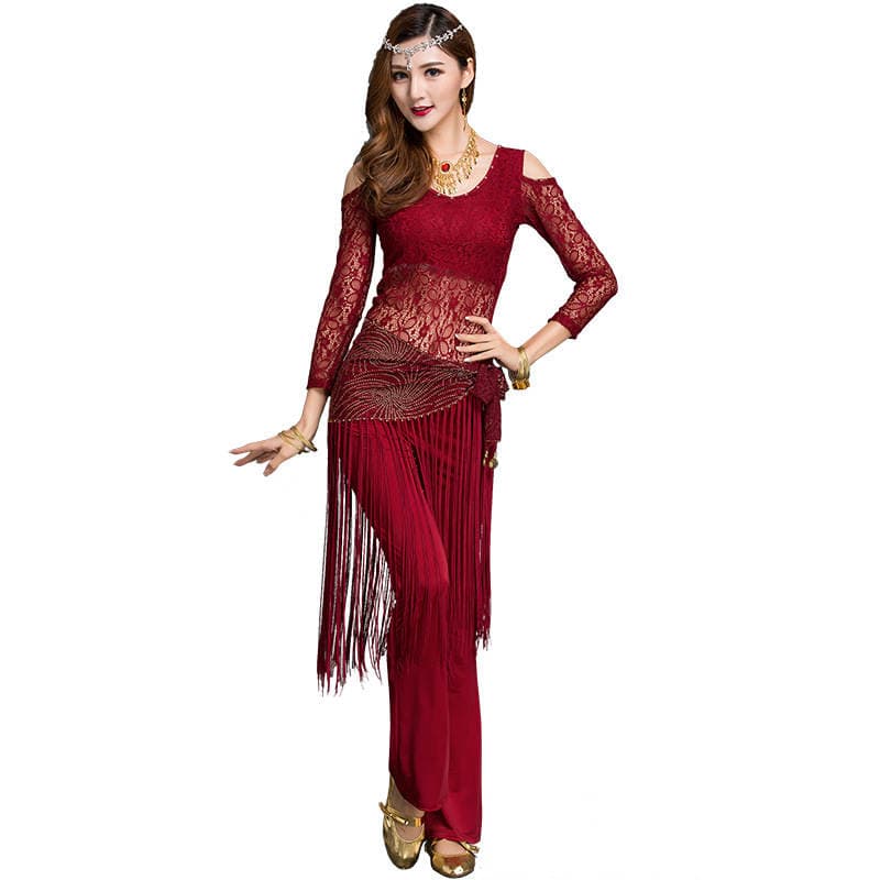 Huayu Dance Belly Dance Dance Performance Clothing Yoga Lace Oriental Dance Practice Performance Clothing Trousers Set Women 5