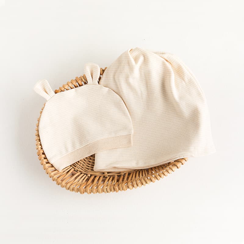 Moon cap + fetal cap (Brown thin strip) Fetal cap circumference 17cm * 2