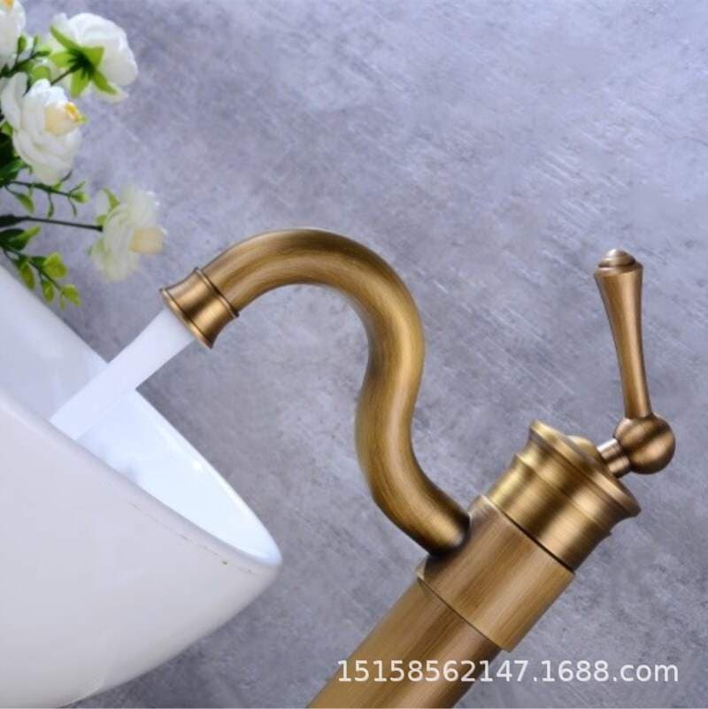 Tam misdən hazırlanmış Avropa üslublu antik fırlanan lavabo kranı 4