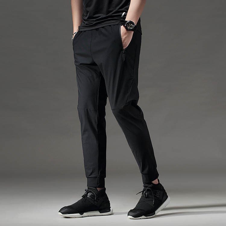 Quick-drying sports trousers casual Ice Silk stretch breathable running pants skinny pants men's sports fitness air conditioning trousers 3