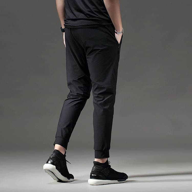 Quick-drying sports trousers casual Ice Silk stretch breathable running pants skinny pants men's sports fitness air conditioning trousers 4