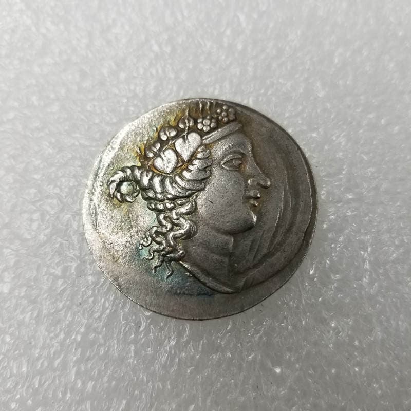 Antique-Style Crafts, Greek Coins, Copper-Plated Silver, Old-Style Silver Coins, Foreign Silver Coins, Weight about 16 Grams # 3391 5
