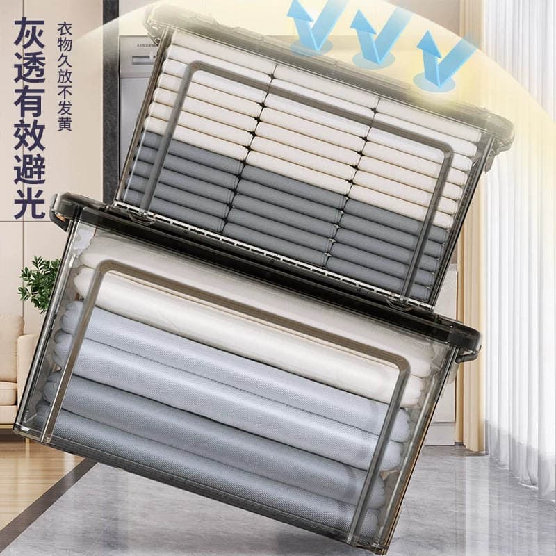 Transparent Plastic Storage Box with Lid for Household Toys, Clothes, and Clothing Storage, Large Capacity Storage and Organizing Box 3