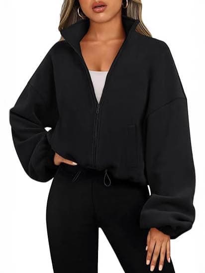 2025 Autumn/Winter European and American Style Fleece Zip-Up Jacket for Women, Loose-Fitting Warm Fleece Top, Cross-Border Hot Seller