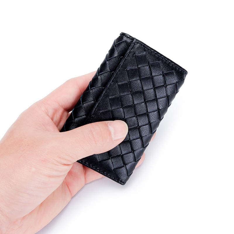 Wholesale Leather Woven Key Bag High Quality Sheepskin Multifunctional Simple Portable Unisex Key Buckle Bag 4