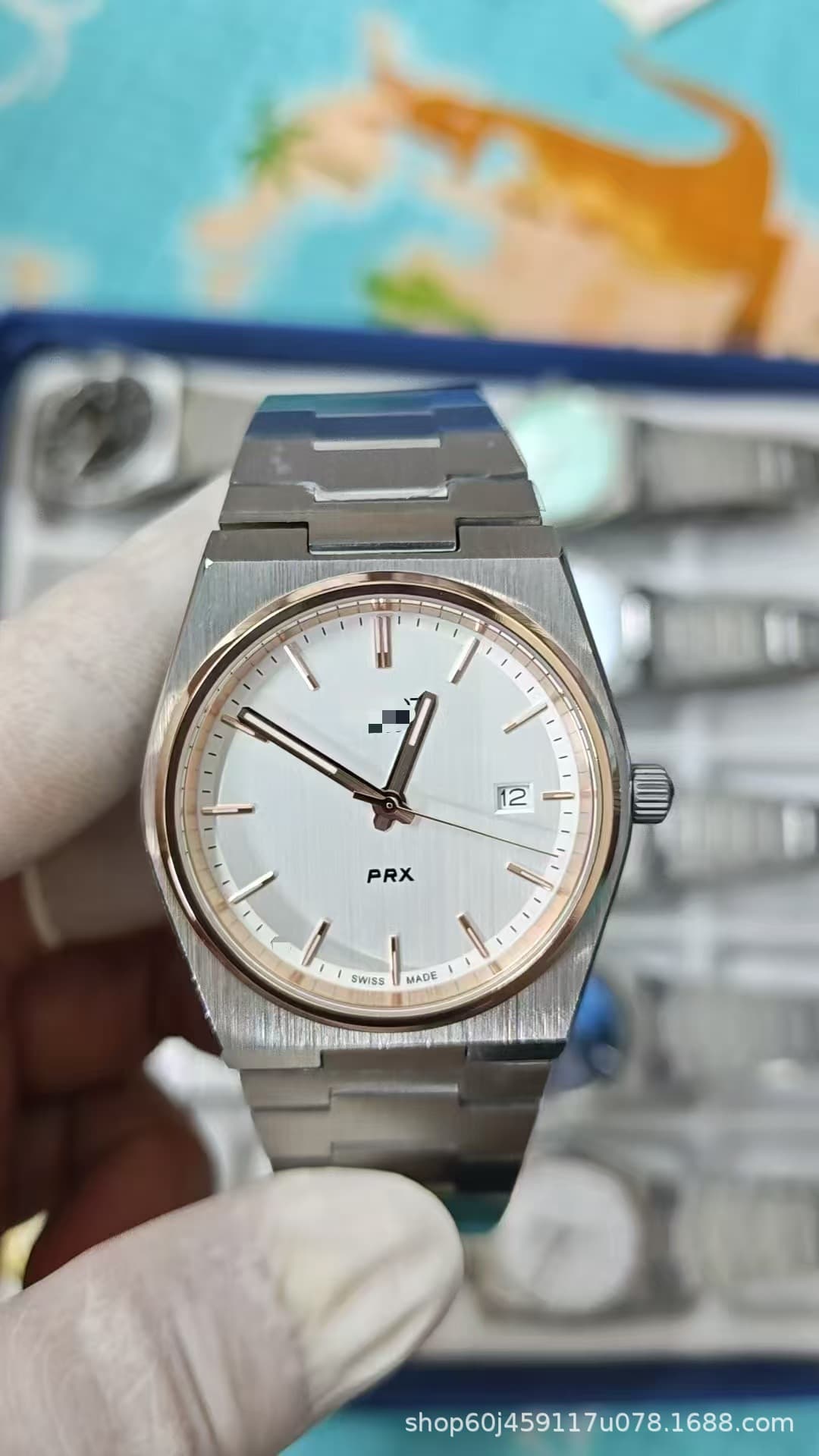 Prx steel white rose gold bezel quartz