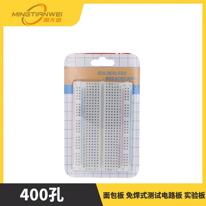 Lehimlənməyən sınaq lövhəsi (breadboard), 400 deşik, jumper naqilləri ilə 1