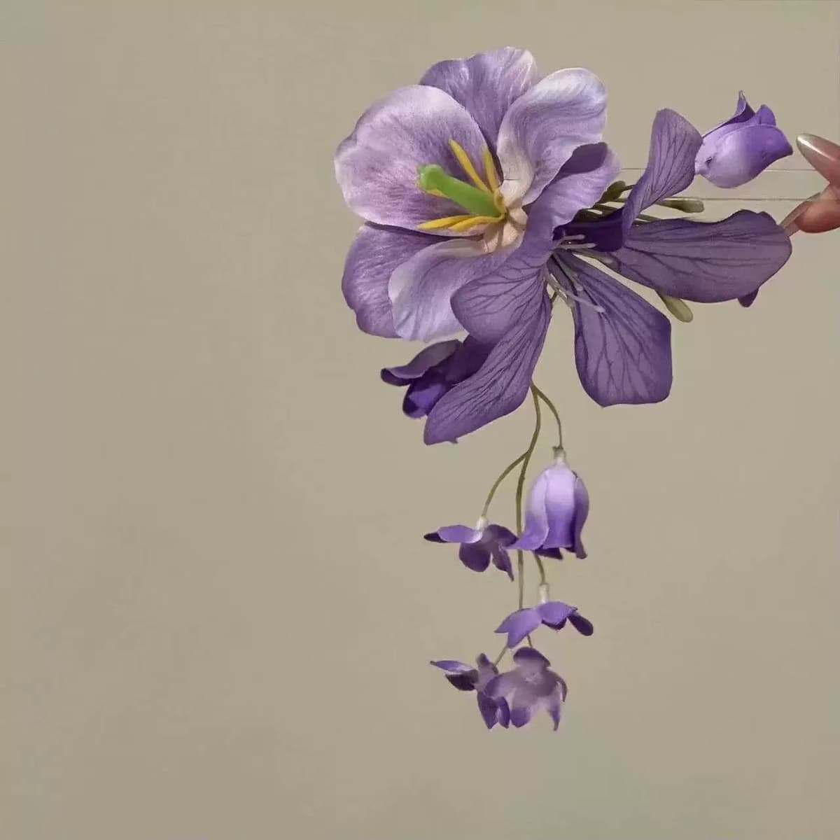 Purple lily of the valley hair clip