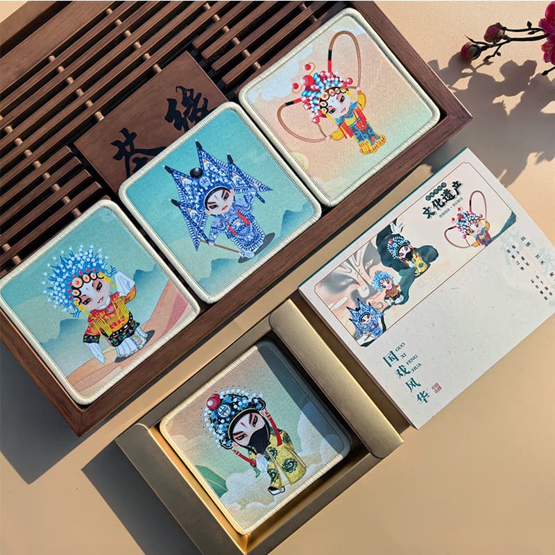 4 pieces of peking opera facial makeup [gift box + gift bag + chinese and english]