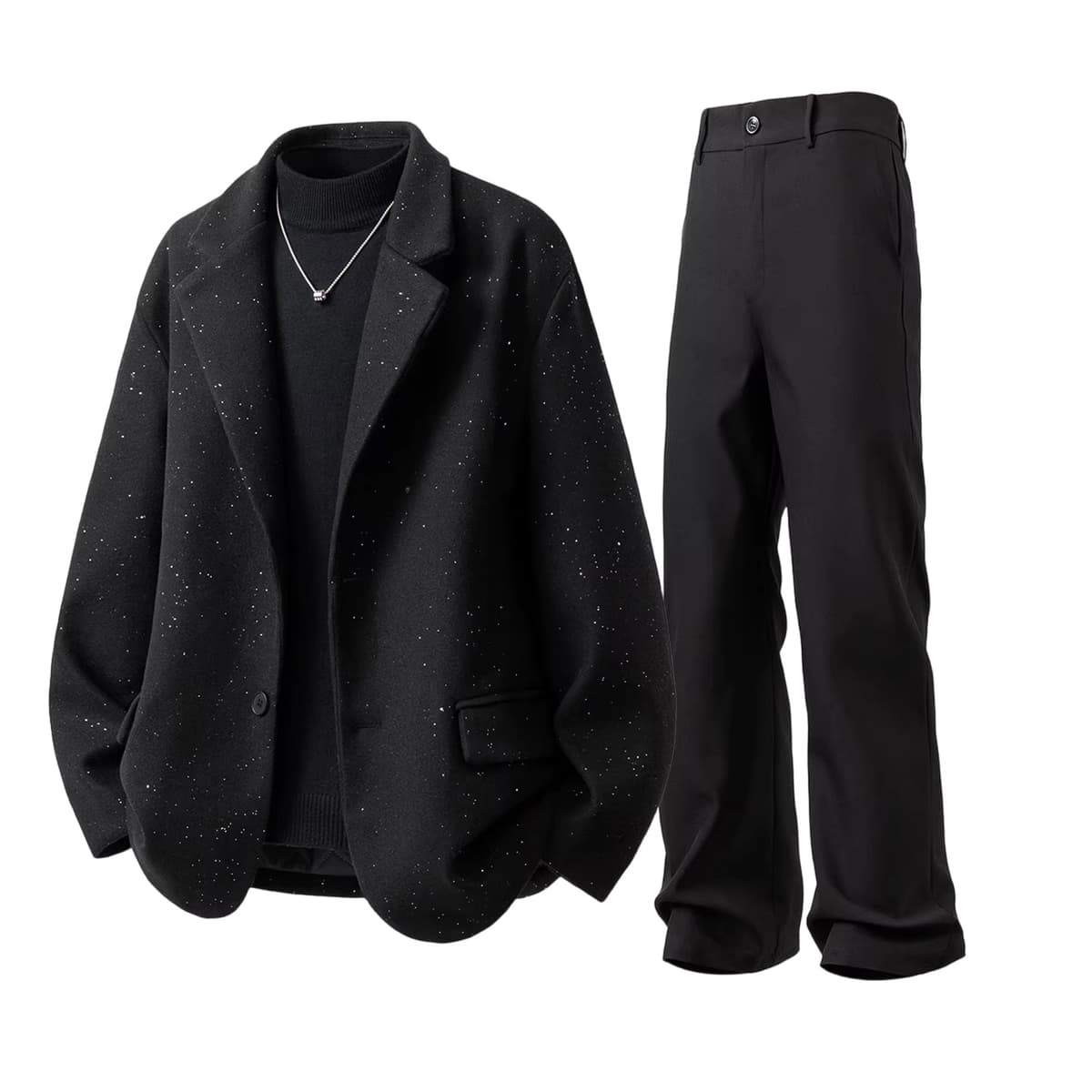 Starry sky black jacket + black trousers
