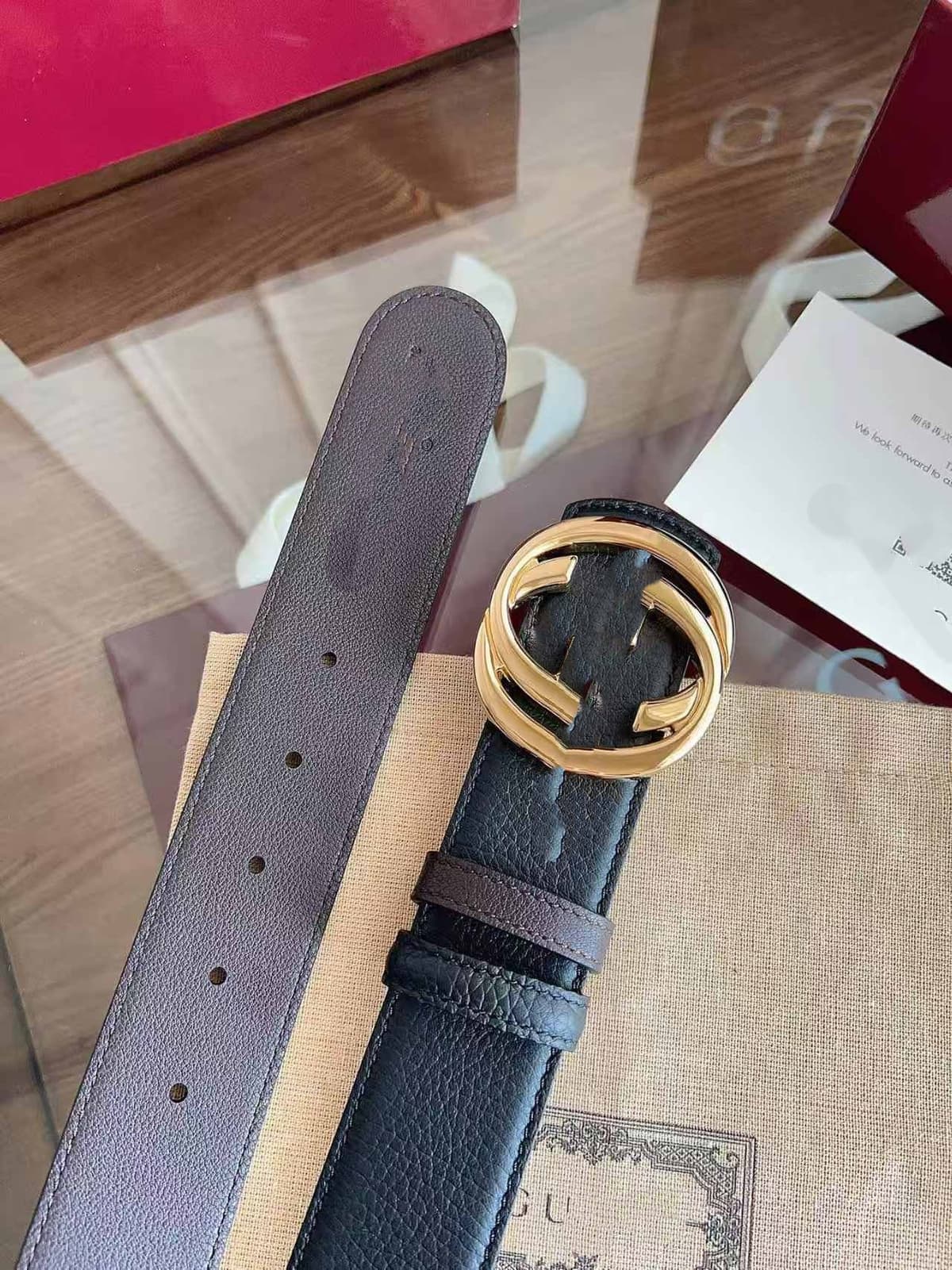 Black 3 bright gold buckles