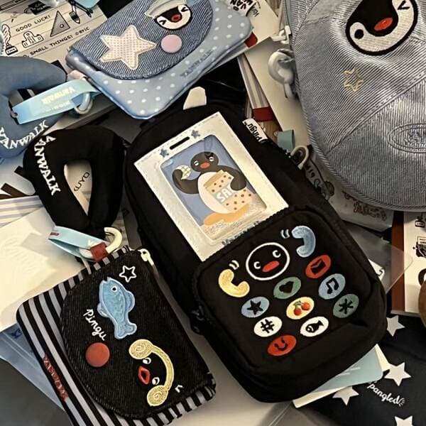 Şirin pinqvin telefon qələm qabı, böyük tutumlu, çoxfunksiyalı.