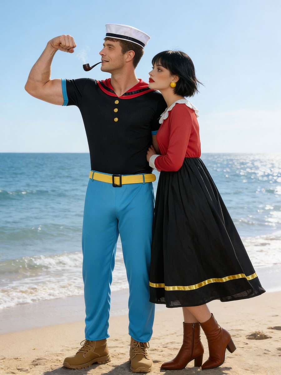 Hellouin üçün Dənizçi Popeye Cosplay Cütlük Kostyumu 1